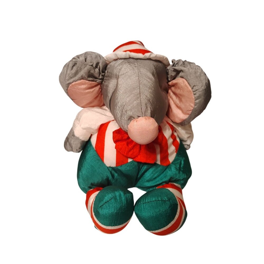Vintage Department 56 Nylon Christmas Mouse Plush Stuffed Animal, Parachute